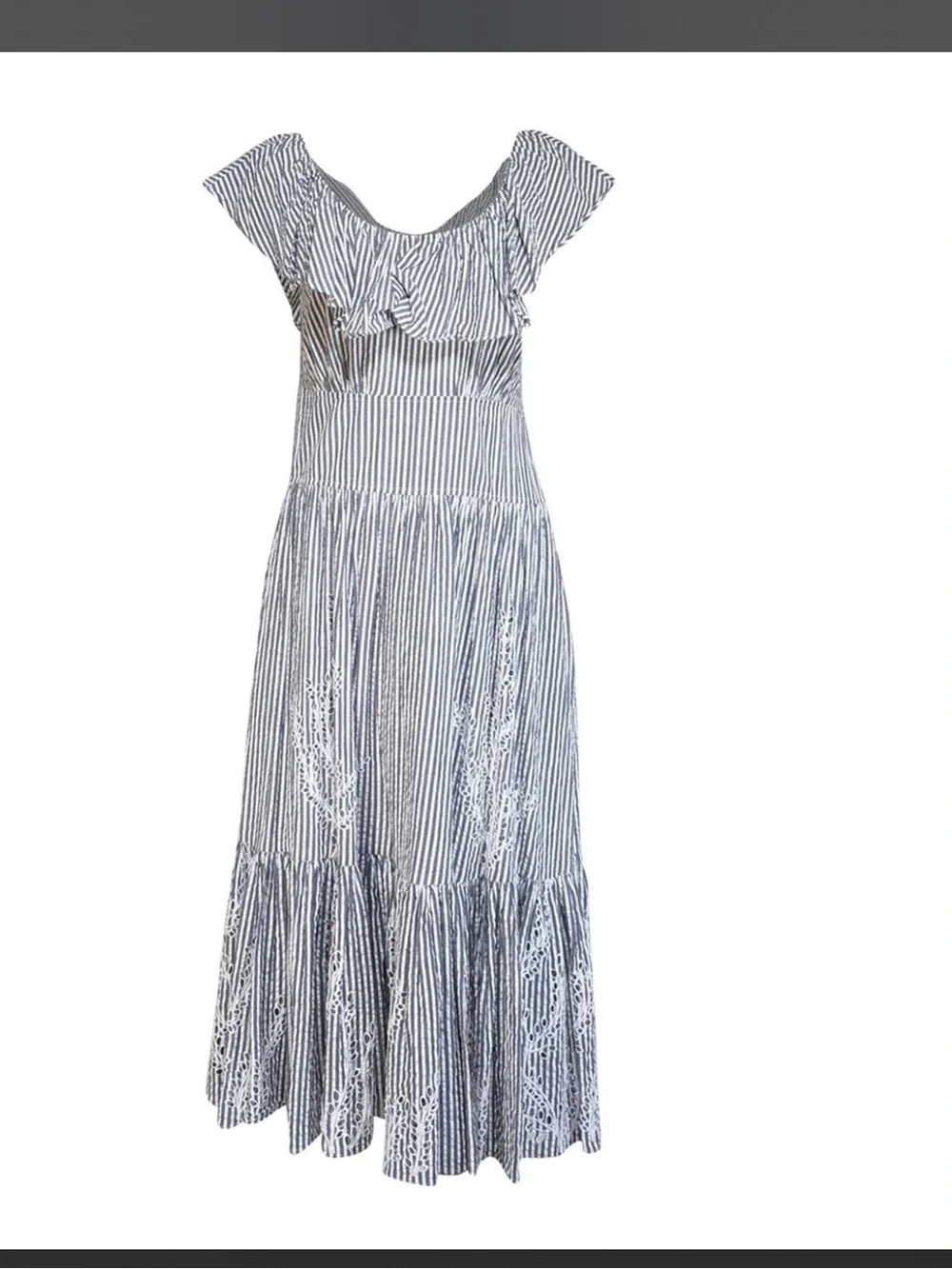 Tory Burch Blue & White Striped Maxi Dress